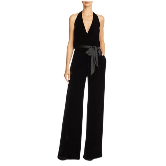 Alice + Olivia Pants - Alice and Olivia Cyprus Halter Neck Velvet Jumpsuit